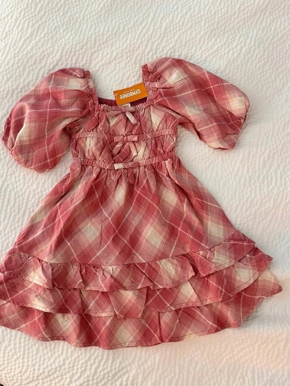 Gymboree Girls Plaid Ruffle Dress in Pink & White Size 4T NWT